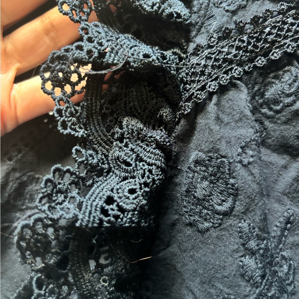 Zara Embroidered Lace-Trim Girls Top - Black - Picture 3 of 5